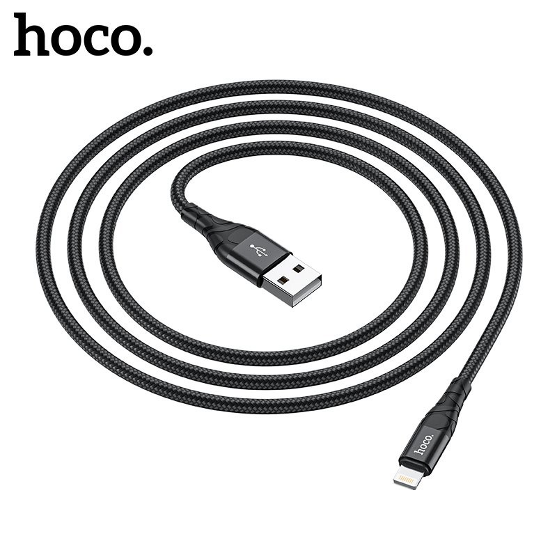 Cáp sạc nhanh Hoco DU02 Plus 2.4A, sạc nhanh cho nhiều dòng iPh/iPa, dây bện dù chống đứt, dài 2m