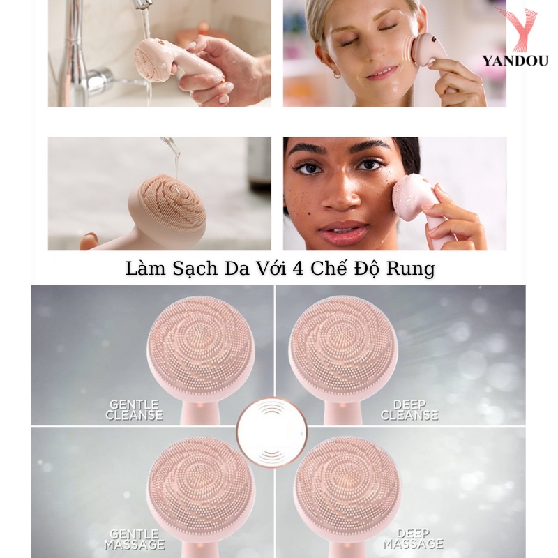 [Mã LTBAUAB15 giảm 7% đơn 99K] Máy Rửa Mặt Yandou S030 Bằng Điện Với Con Lăn Massage Silicone Không Thấm Nước Sạc USB