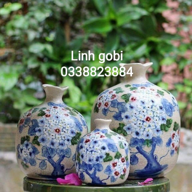 Bộ 3 lọ hoa trang trí men rạn