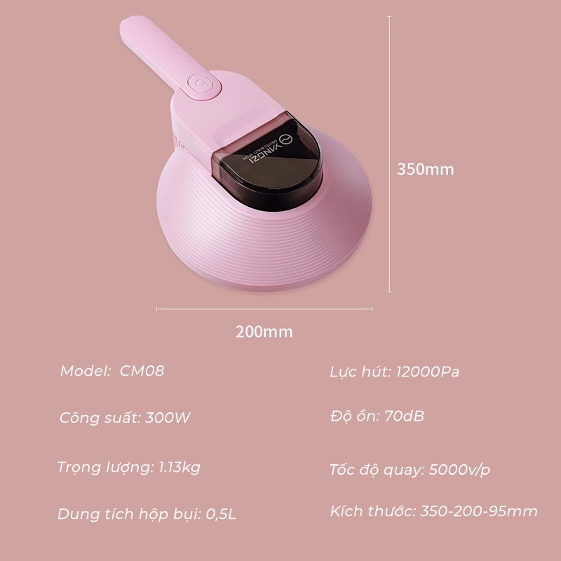 Máy hút bụi diệt khuẩn Yangzi CM08, lực hút mạnh sử dụng tia UV diệt mọi loại vi khuẩn gây hại cho da