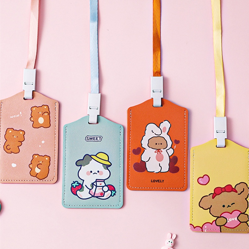 [Mã LIFE0803ALL giảm 10% đơn 0K] Bao đựng thẻ có dây đeo cổ họa tiết hoạt hình đáng yêu