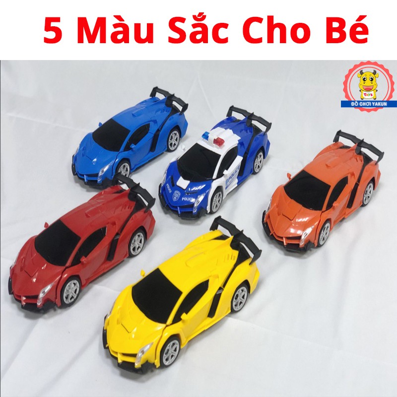 Xe điều khiển từ xa biến hình robot đồ chơi ô tô cảnh sát tốc độc cao cho bé tặng kèm 5 pin AA