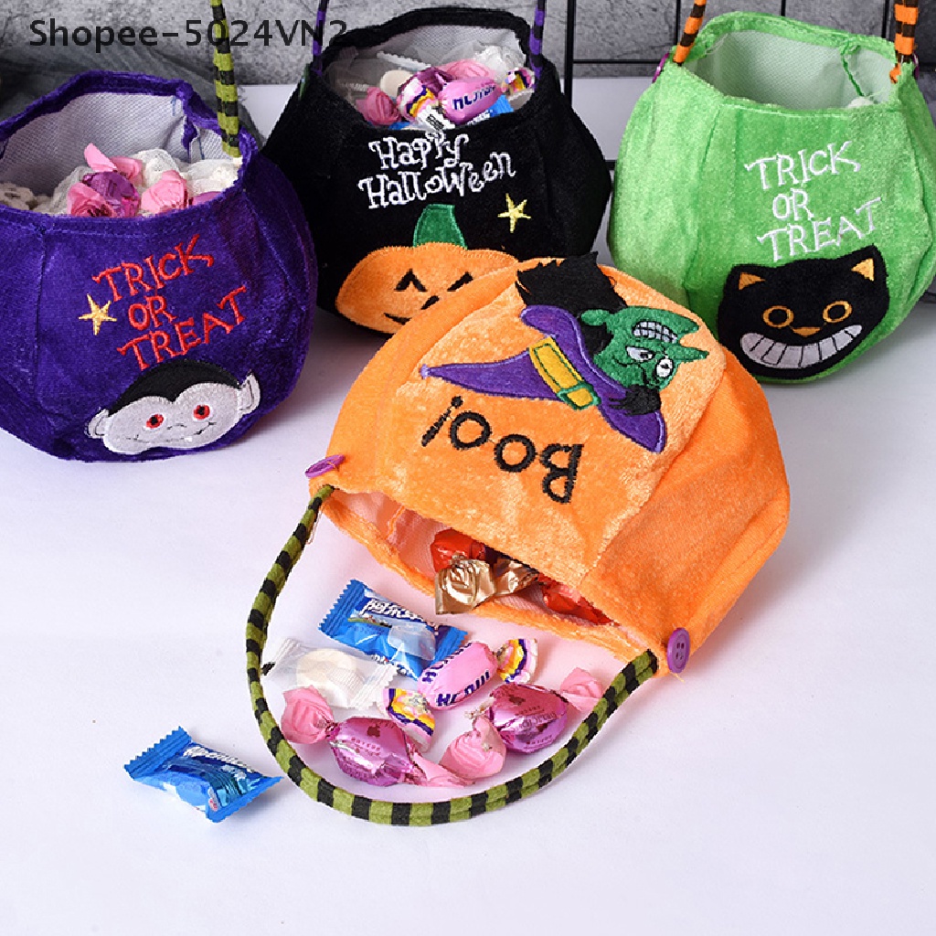 Túi Đựng Kẹo Halloween 2022 Hình Bí Ngô / Phù Thủy / Mèo Đen
