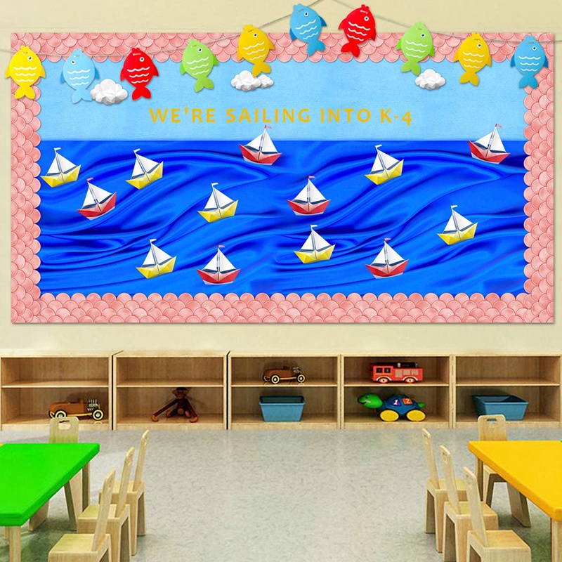 20m Ombre Scallops Bảng thông báo Đường viền Cầu vồng Đường viền thẳng Lớp học hoặc Trang trí trường học tại nhà