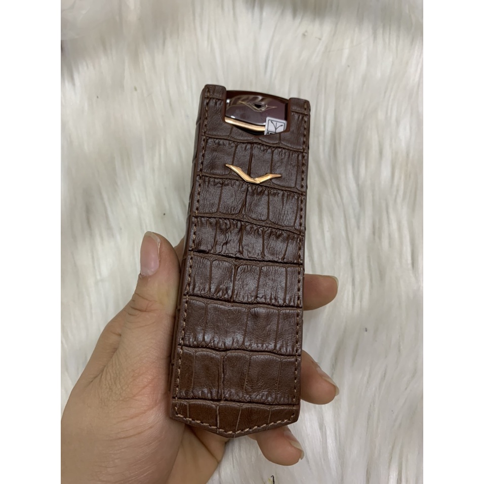 Bao da Vertu Singature S đứng không nắp da cá sấu cực đẹp