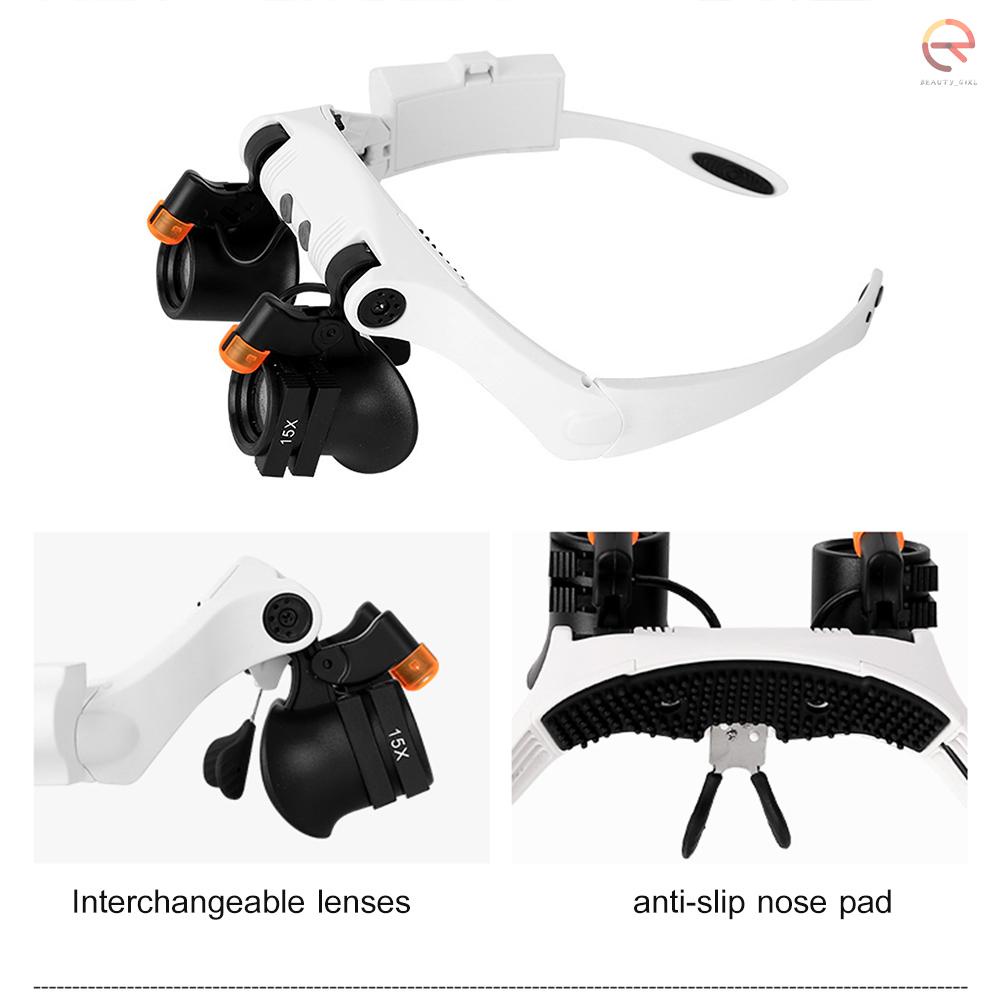Kính lúp đeo đầu phóng đại nhiều lần có đèn LED