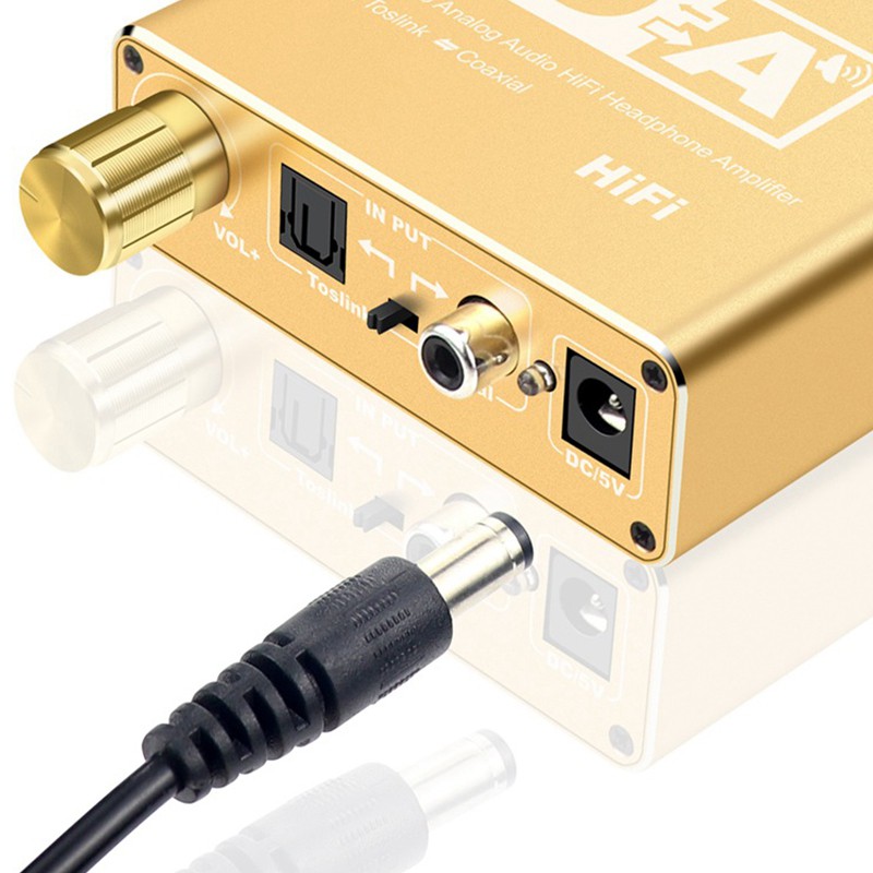 VEGGIEG 192KHz Digital Optical Fiber Coaxial to Analog Stereo RCA L/R 3.5mm Jack Audio Adapter Converter