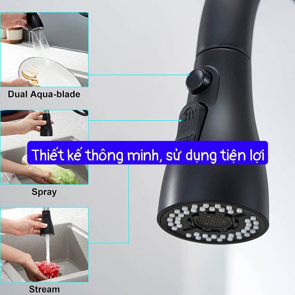 Loa vòi rửa bát dây rút 3 chức năng xả khỏe