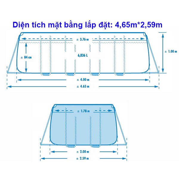 Hồ bơi gia đình khung kim loại cao cấp, đủ cỡ