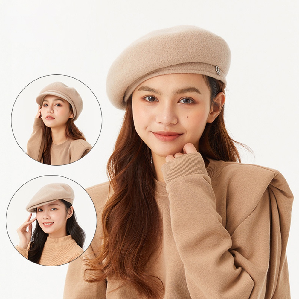 OhSunny Mũ beret vải len giữ ấm thời trang Hàn Quốc cho nữ