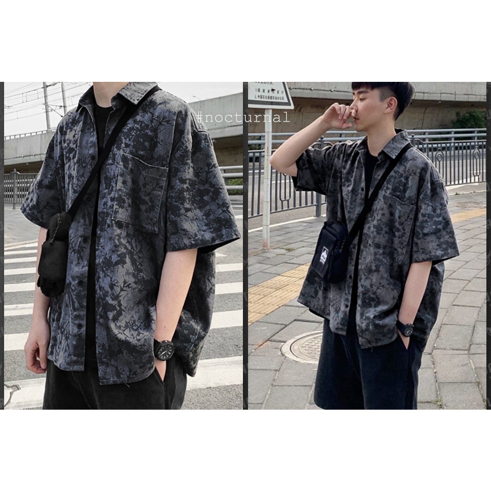 ÁO SƠ MI TAY LỠ GREYSTAINED NOCTURNAL Nam Nữ Cặp Đôi Unisex Phong Cách Dạo Phố Sài Gòn Ulzzang 2021 | BigBuy360 - bigbuy360.vn