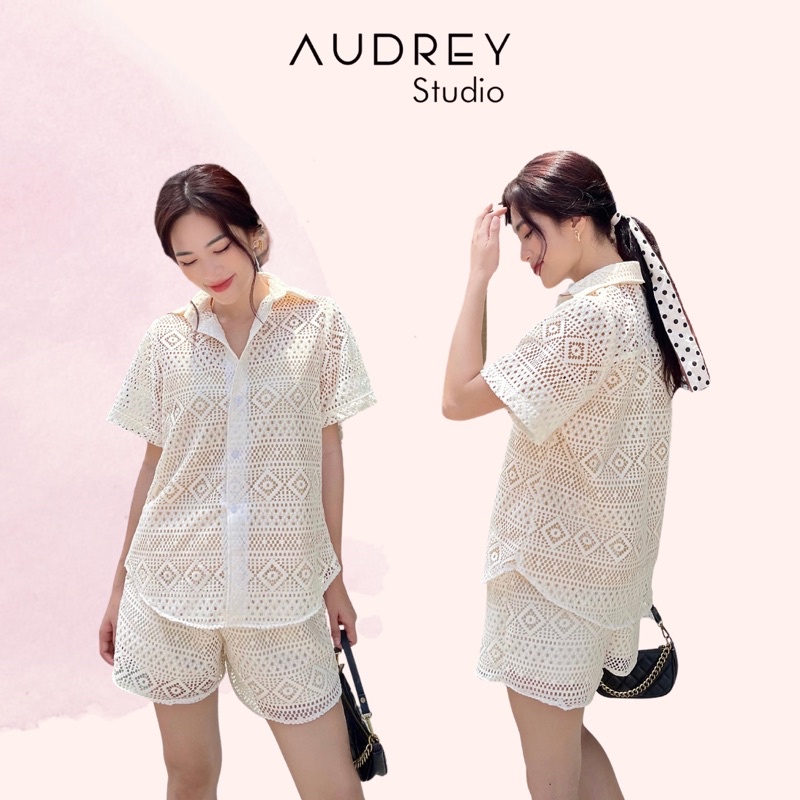 Set áo sơmi ren kèm quần short - Audrey Studio