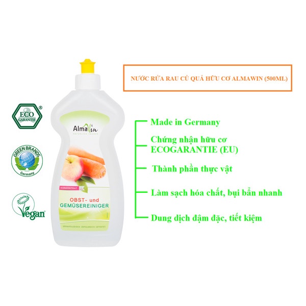 Nước rửa rau củ quả sinh học almawin 500ml - ảnh sản phẩm 2