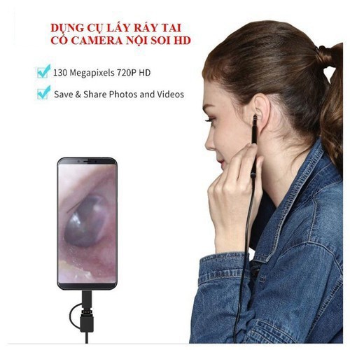 Dụng cụ lấy ráy tai bằng camera nội soi full HD kết nối với điện thoại 💥SIÊU HOT💥