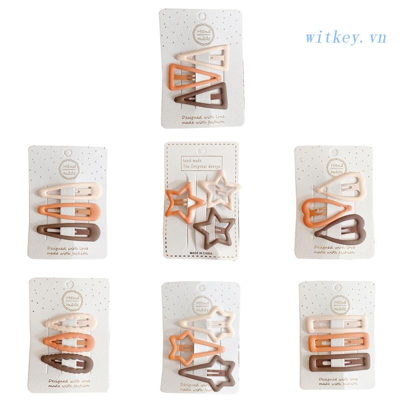 Set 3 Kẹp Tóc Chống Trượt Bằng Kim Loại Thời Trang Cho Bé Gái