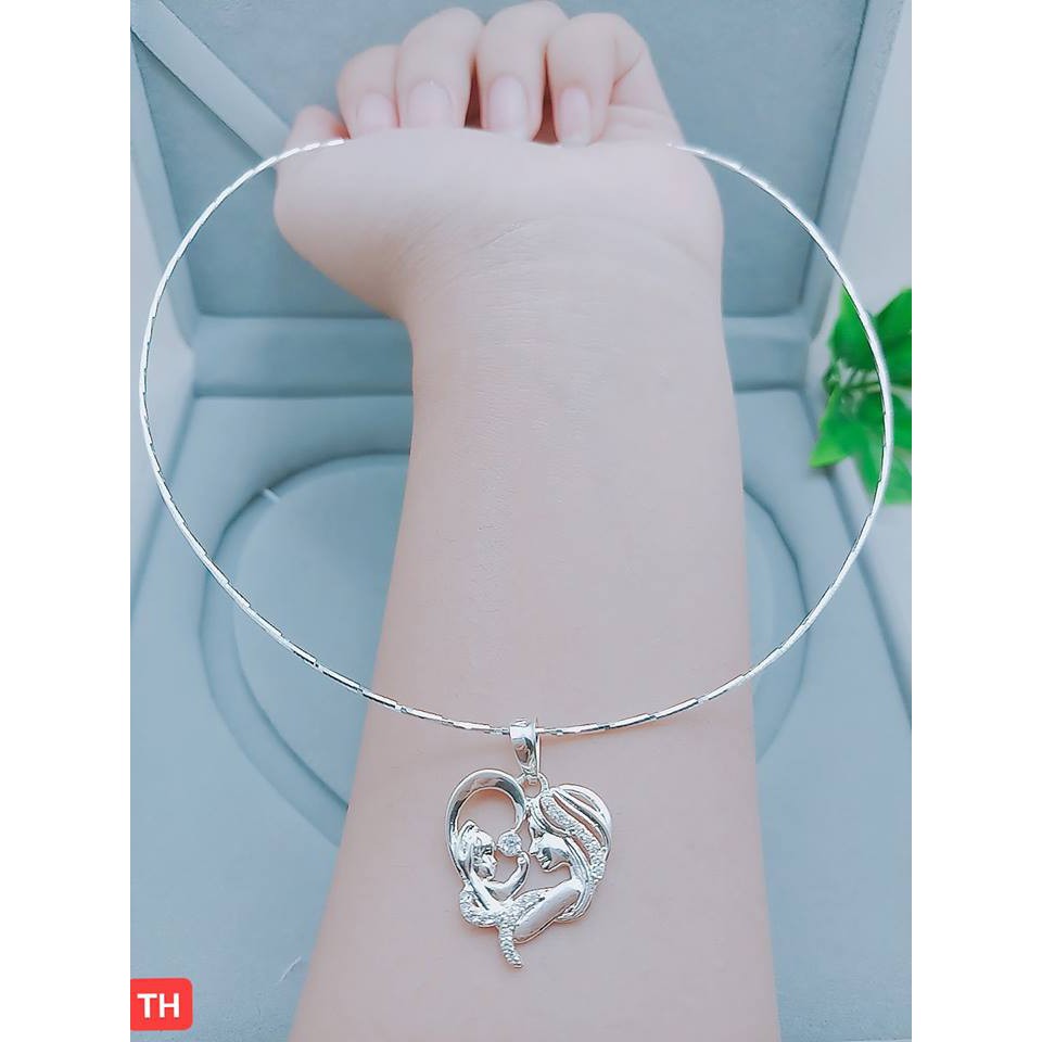 Kiềng cổ mềm bạc ta thêm mặt tùy chọn