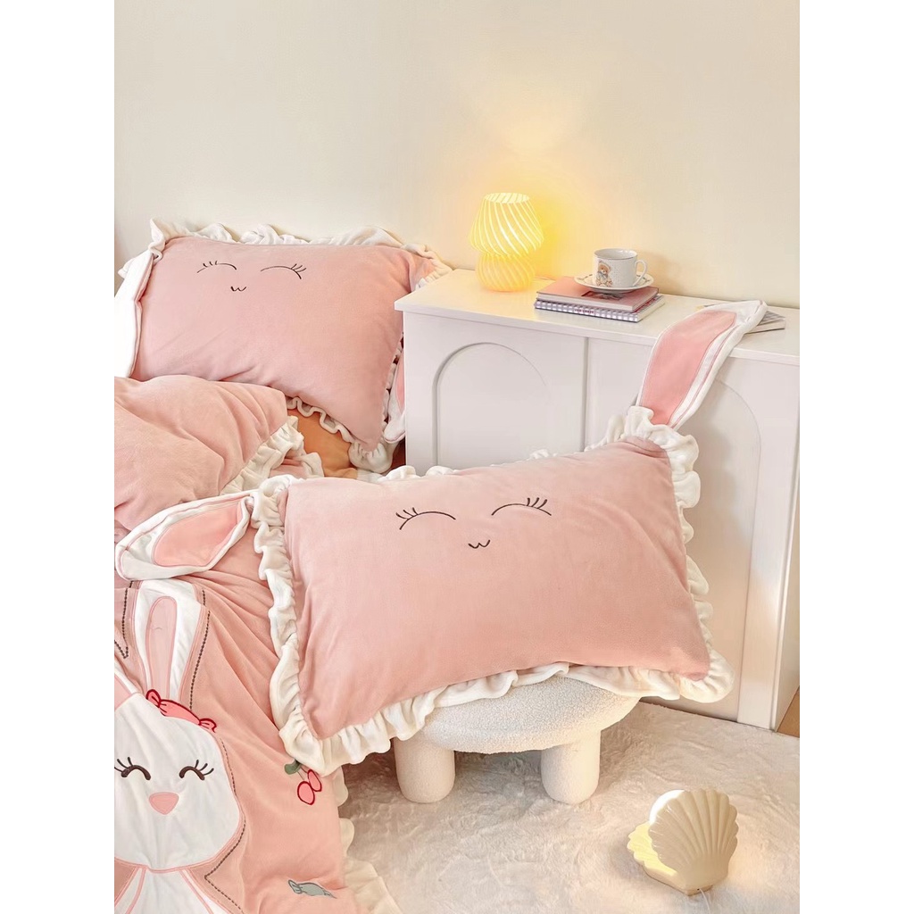 Bộ chăn ga gối nỉ nhung cao cấp, không tích điện tạo ấm nhanh bảo vệ sức khỏe sẵn hàng SHOP VŨ THỊ THƠM