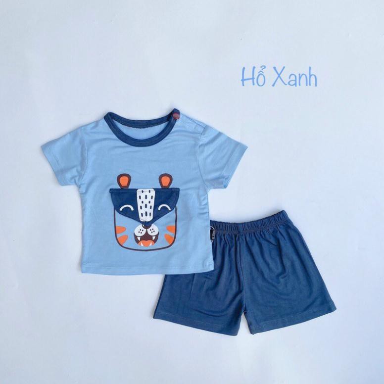 bộ cotton thun lạnh hình thú cho bé yêu
