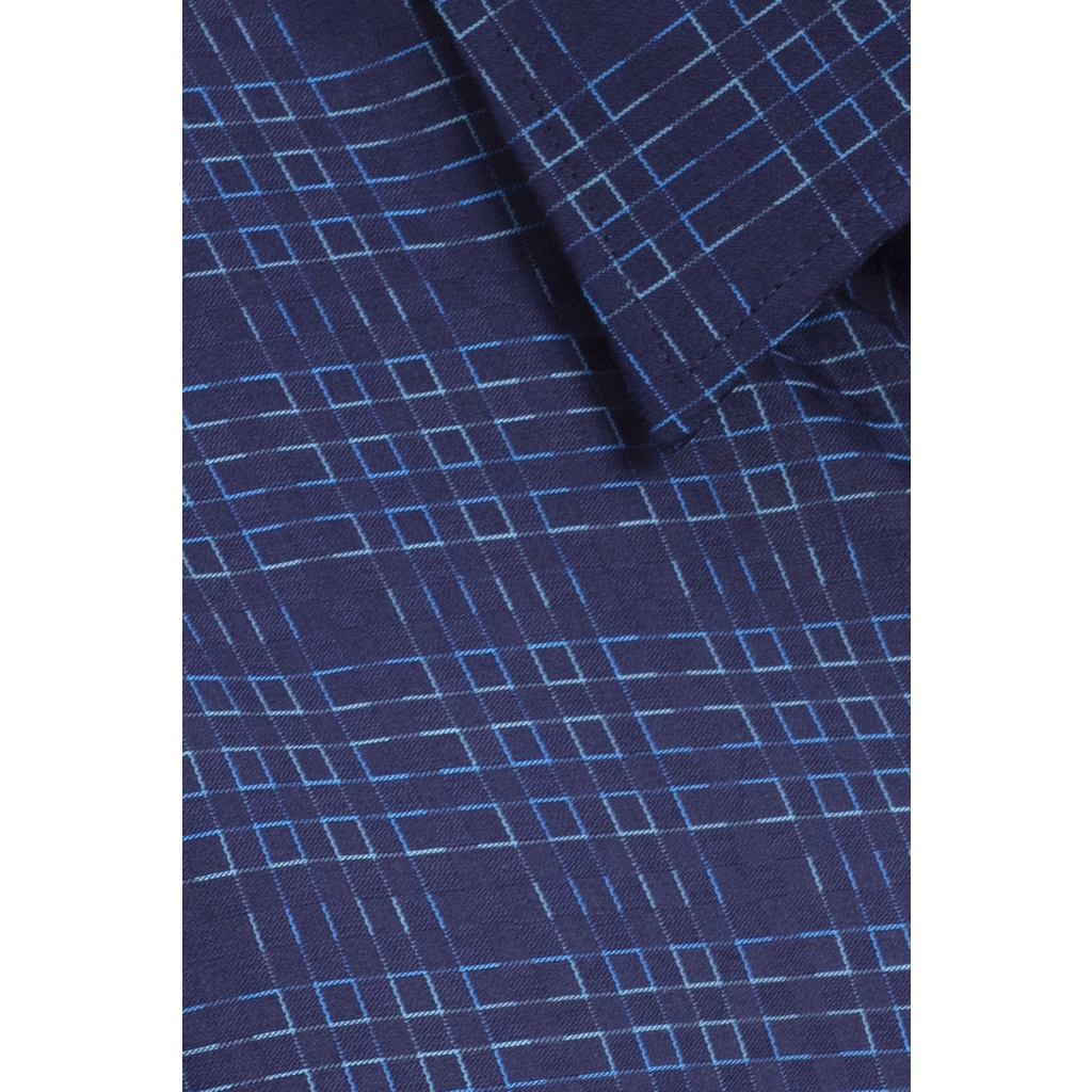 Áo sơ mi nam ngắn tay Casual xanh dương caro