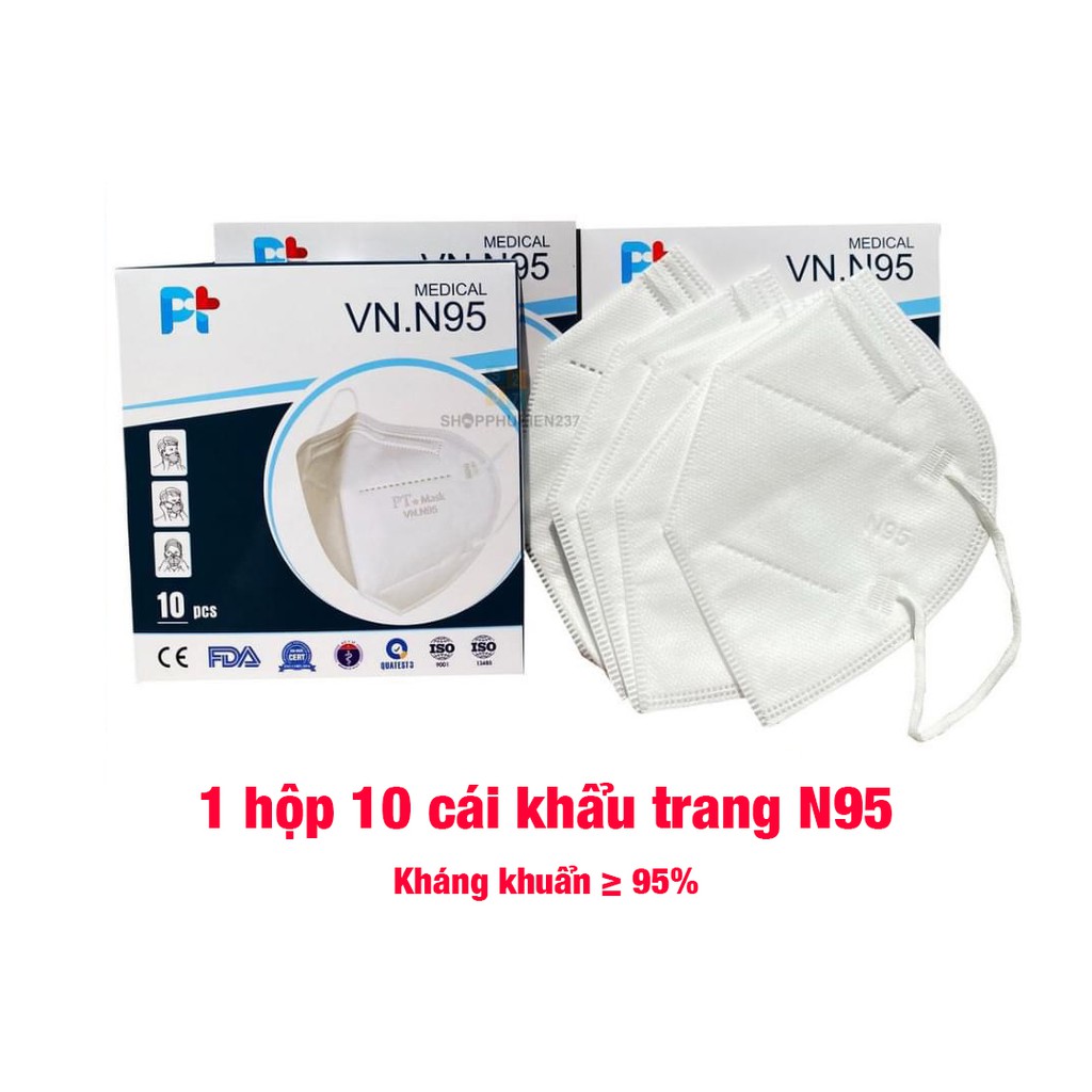 1 Hộp 10 Khẩu trang y tế N95 ( kháng khuẩn ≥ 95% )
