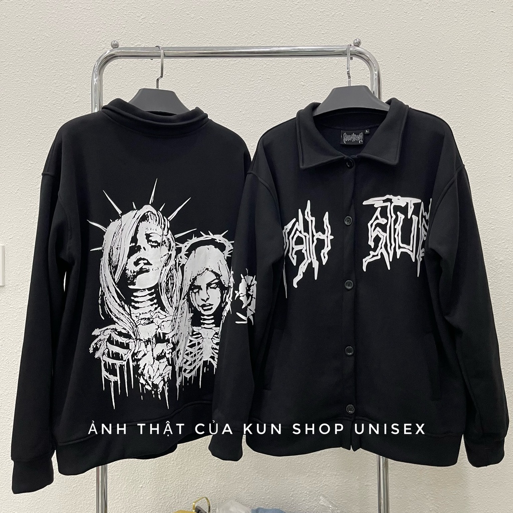 Áo khoác cardigan vah studio Death Áo nỉ cardigan vah.studio chất nỉ cua cao cấp