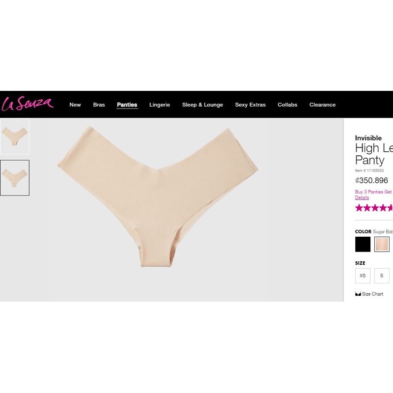 Quần lót nữ không hằn invisible lasenza size M mông 93-98cm