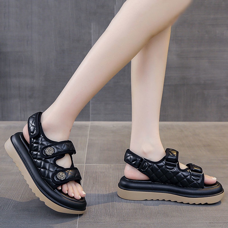 Giày Sandal Thể Thao Quai Dán Đế Dày Tăng Chiều Cao Phong Cách Thời Trang Mới Dành Cho Nữ