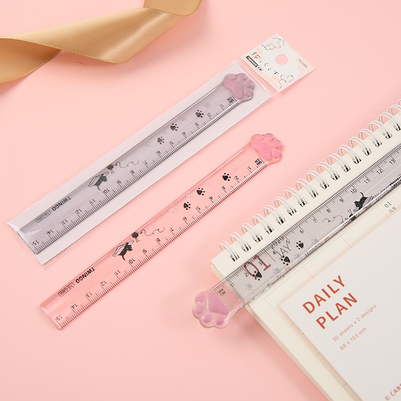 Thước Kẻ 15cm Bằng Nhựa Acrylic Hình Chân Mèo Dễ Thương Tiện Dụng C7001