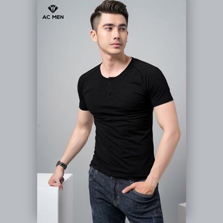 Áo Thun Nam Cổ Tròn Phối Nút AC MEN