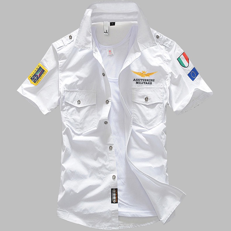 Sơ mi nam SM104 - Áo sơ mi nam cộc tay ASSTESRIES 100% cotton cao cấp phong cách Pilot độc đáo