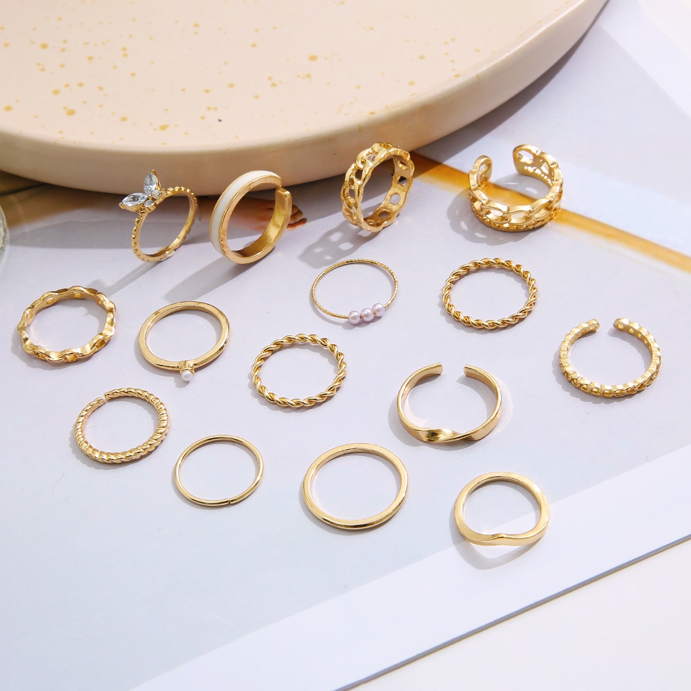 Set 15 nhẫn iF YOU kiểu bướm phong cách cổ điển dành cho nữ