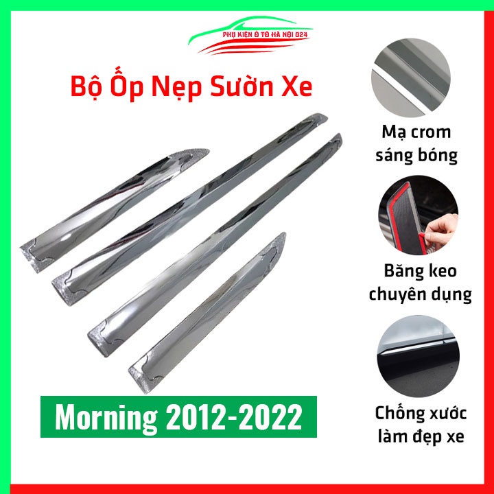 Bộ ốp nẹp sườn Morning 2012-2022 mạ crom trang trí làm đẹp xe