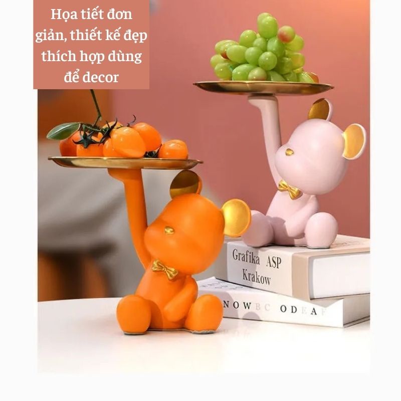 Tượng gấu bê khay đựng mỹ phẩm trái cây decor nhà cửa quà tặng sinh nhật ý nghĩa siêu xinh Giá Rẻ