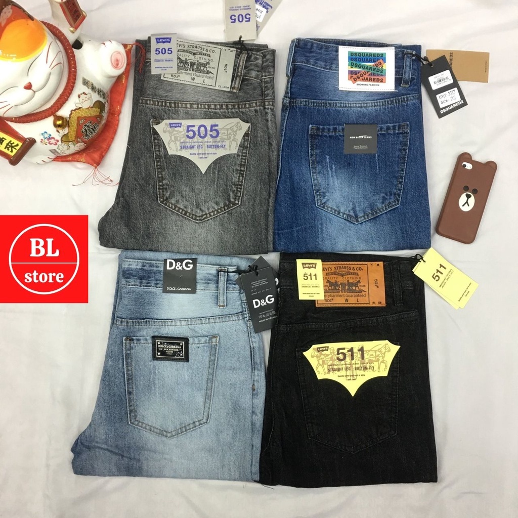 Quần jean nam ống suông trơn LEVI, bò nam dáng form rộng thoải mái phong cách