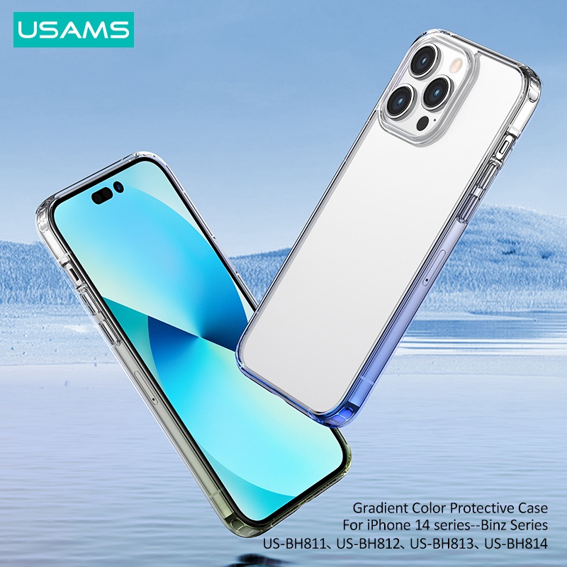 Usams Ốp Điện Thoại Silicon Mềm Chống Sốc Màu Gradient Cho iP14 Pro Max Plus