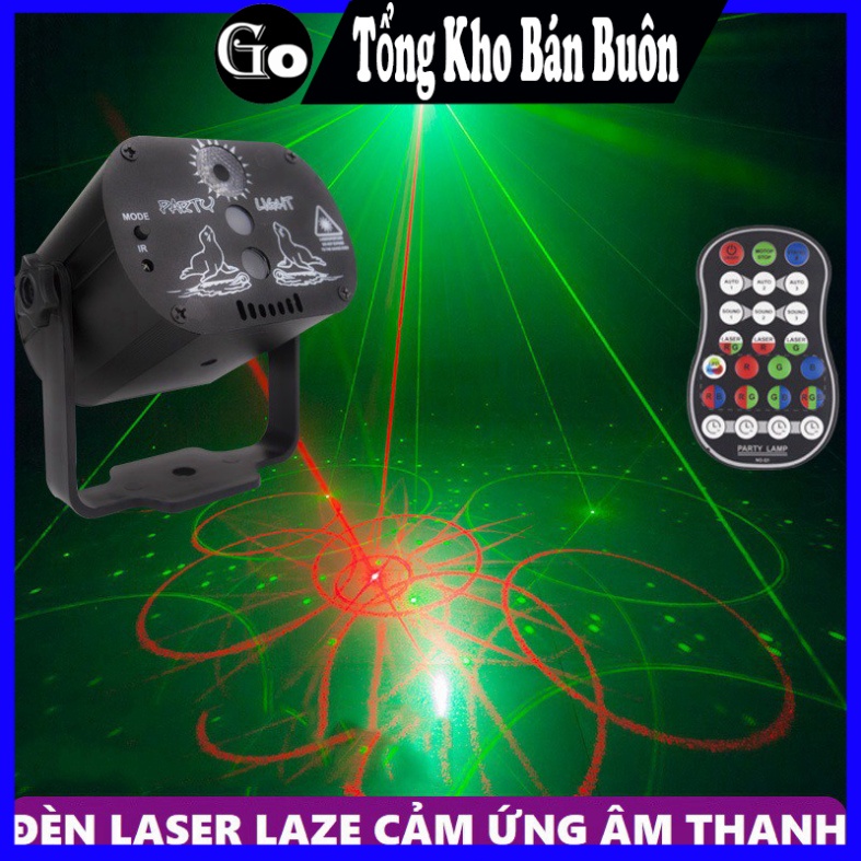 Đèn chiếu laser được tích hợp cảm ứng nhạc - Đèn laser vũ trường karaoke gia đình hàng nhập cao cấp ~ Gocolo