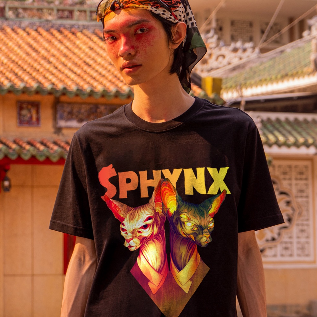Áo thun oversize nam nữ , Áo phông oversize in hình Sphynx ATL025 chất cotton tự nhiên thấm hút mồ hôi
