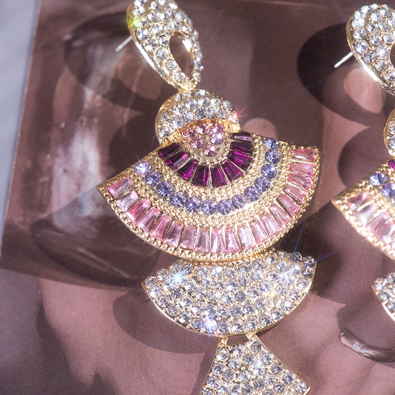 Bông Tai Mạ Bạc 925 Đính Kim Cương Giả Nhiều Màu Sang Trọng Thời Trang