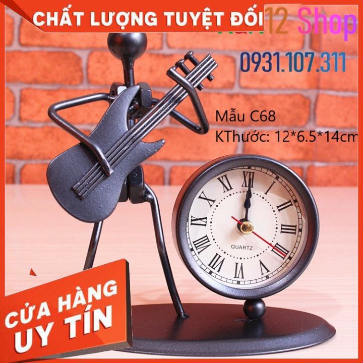 Đồng hồ để bàn sáng tạo. Trang trí để bàn phiên bản nghệ sỹ guitar kết hợp đồng hồ đồ độc đáo. Quà tặng ý nghĩa.