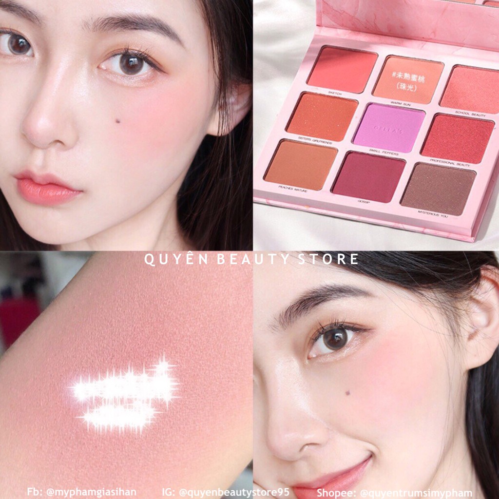 Bảng Phấn Má Hồng GELLAS Radiant Blush Kit 9 Ô Màu Siêu Tiết Kiệm
