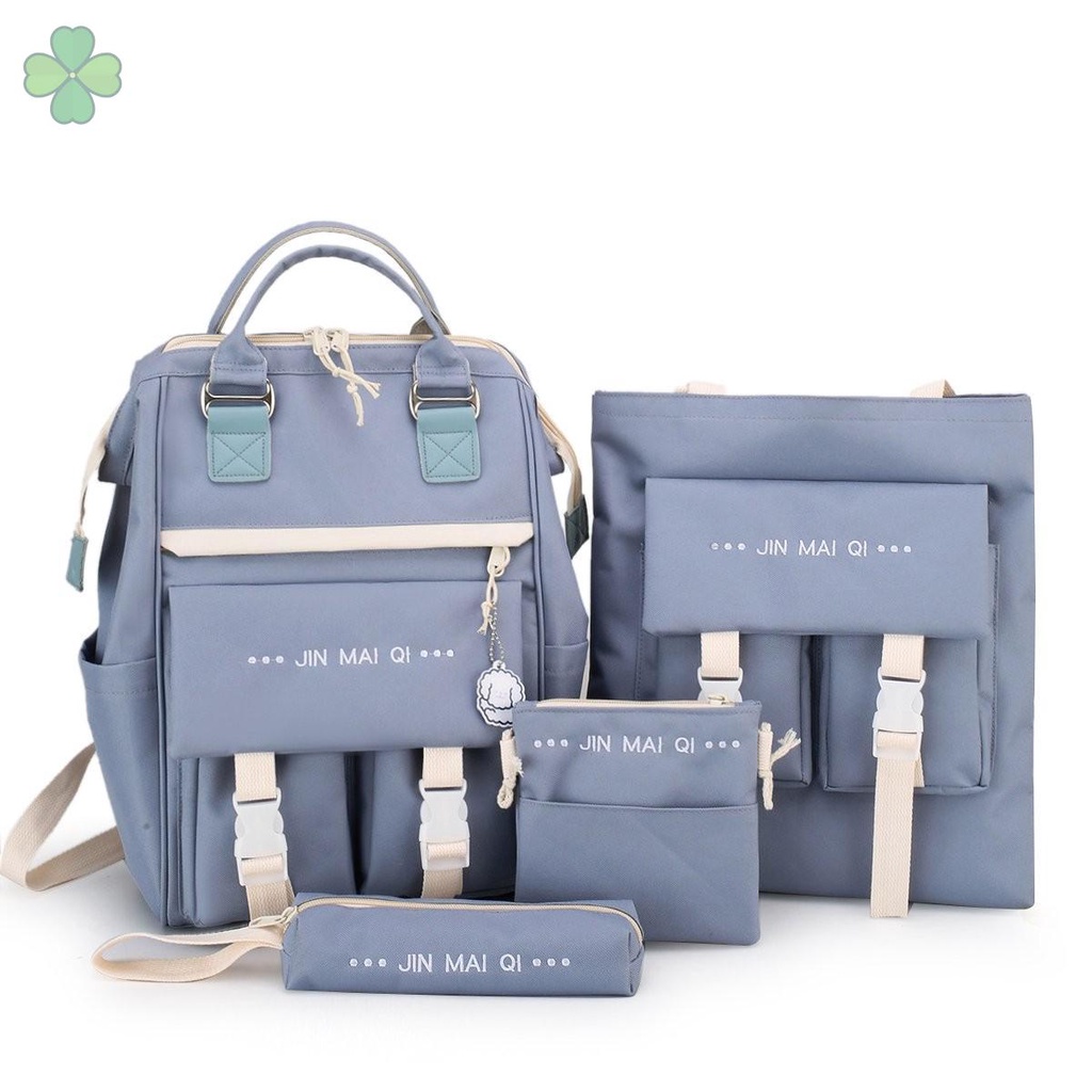 Set 4 Ba Lô Túi Ví Canvas Dễ Thương Cho Nữ