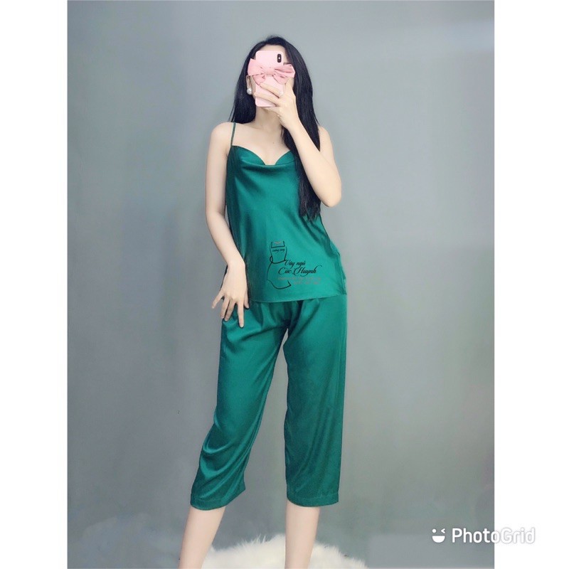 Đồ ngủ sexy nữ lụa cao cấp 2 dây gợi cảm quần dài mặc nhà SAMSU FX08