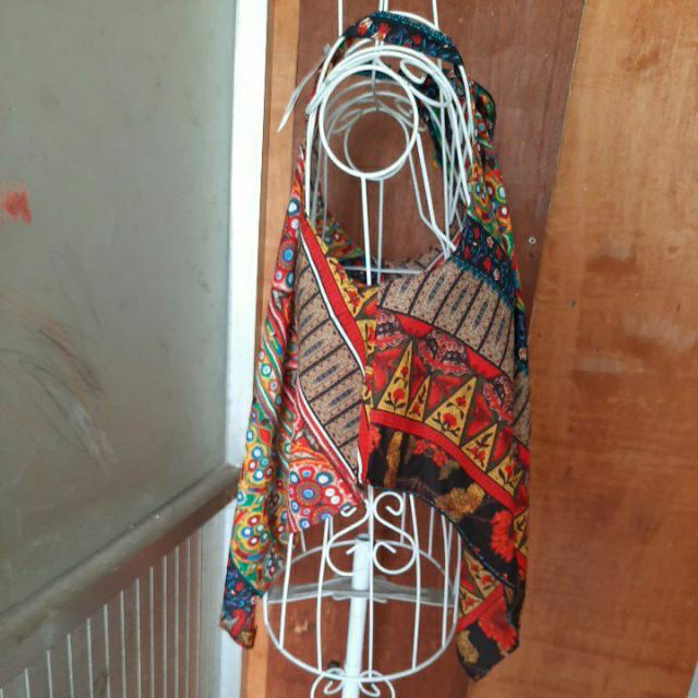 Áo yếm thổ cẩm cột nơ kèm ảnh thật | BigBuy360 - bigbuy360.vn