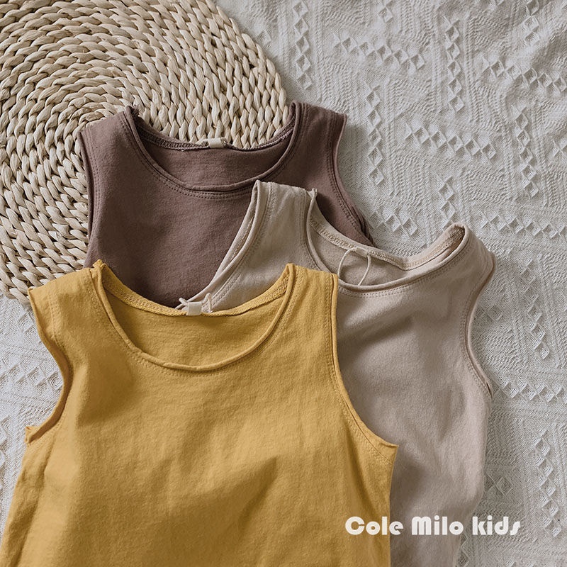 MNGRL Áo ba lỗ Cotton Thời Trang Quần áo Trẻ Em Mùa Hè Hàn Quốc Cho Bé Trai Bé Gái