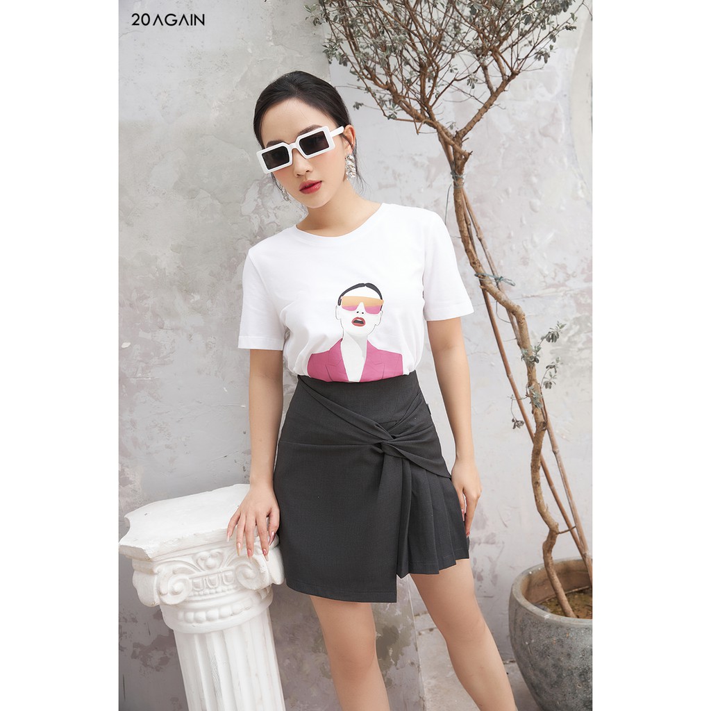 [Mã WABR20AG15 giảm 10% đơn 99K] Chân váy chữ A xoắn tà 1 bên, chân juyp 20AGAIN trẻ trung, năng động JAA0253