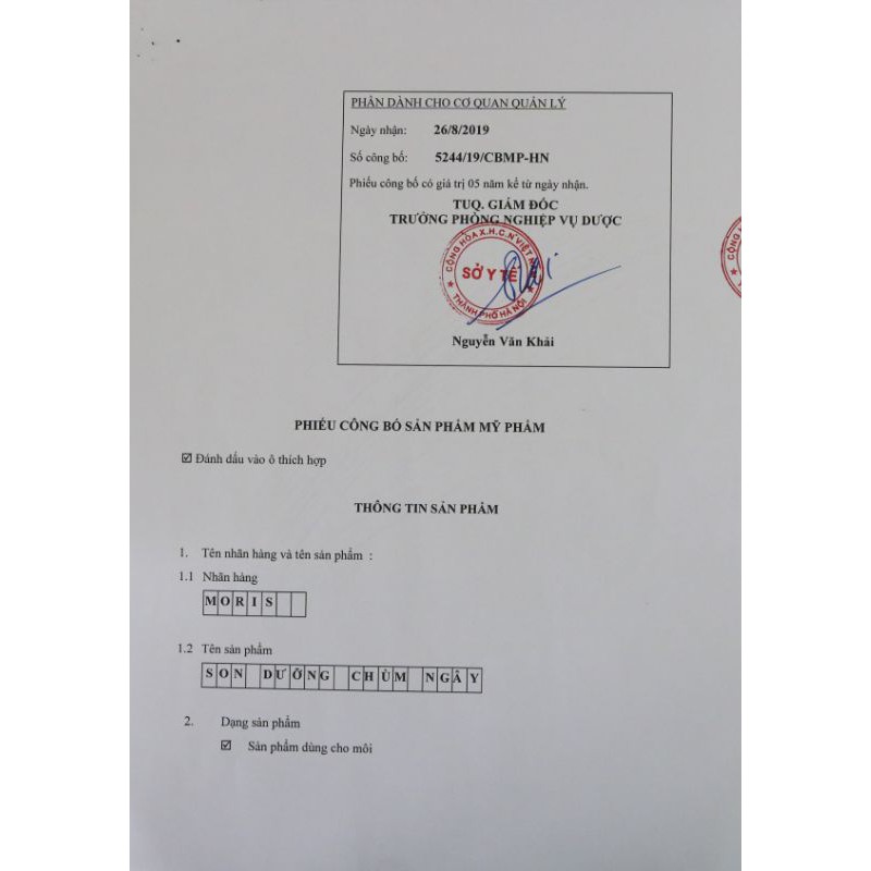 SON DƯỠNG CHÙM NGÂY KHÔNG MÀU MORIS