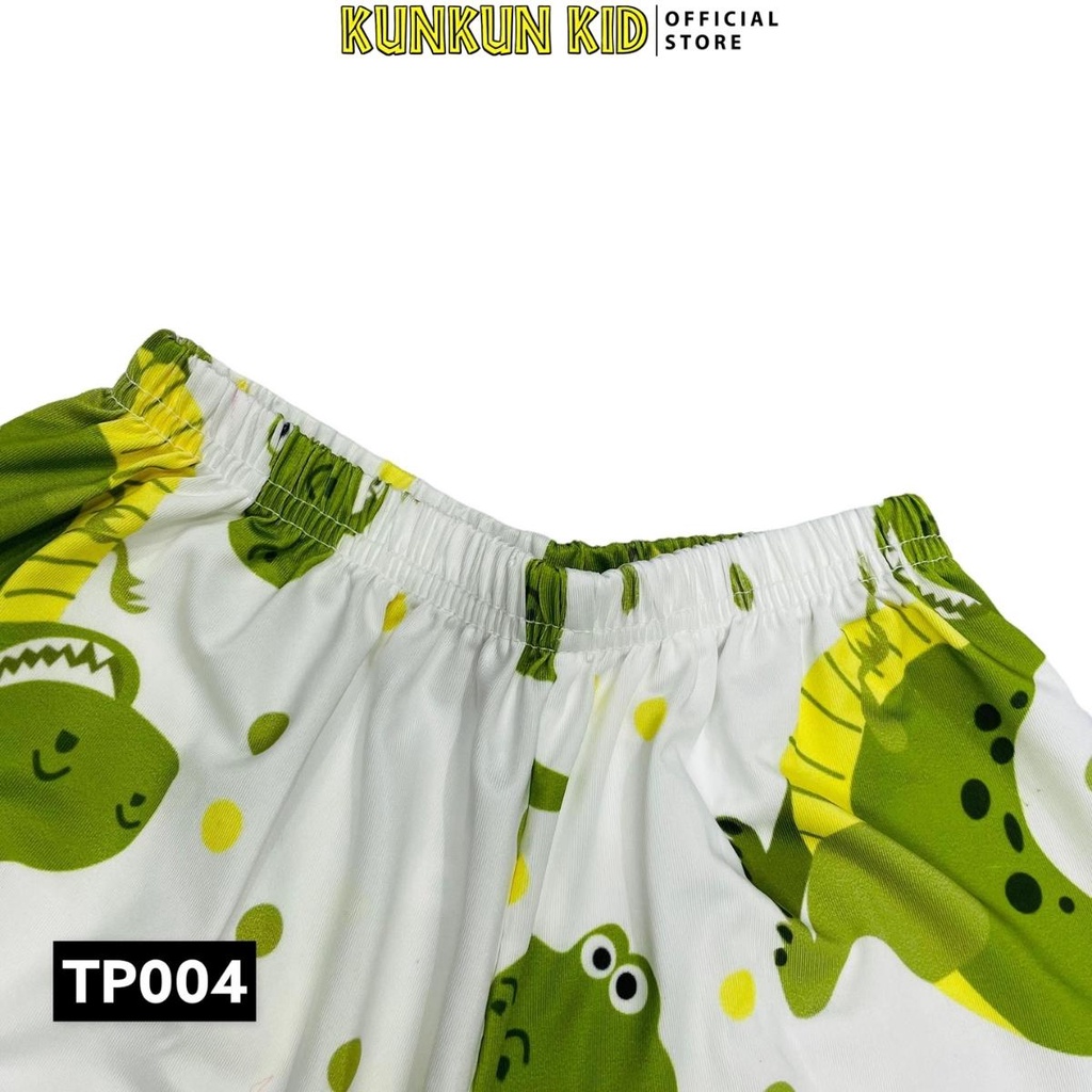 Quần áo trẻ em hình khủng long t-rex size đại từ 10-40kg Kunkun Kid TP004 - Bộ cộc tay bé trai thun lạnh thoáng mát