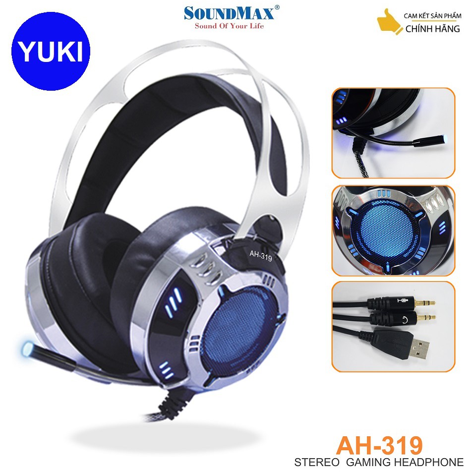 ⚡️Đậm Chất Game Thủ⚡️Tai nghe Game Soundmax AH-319 YUKI phân phối Chinh Hãng 💯