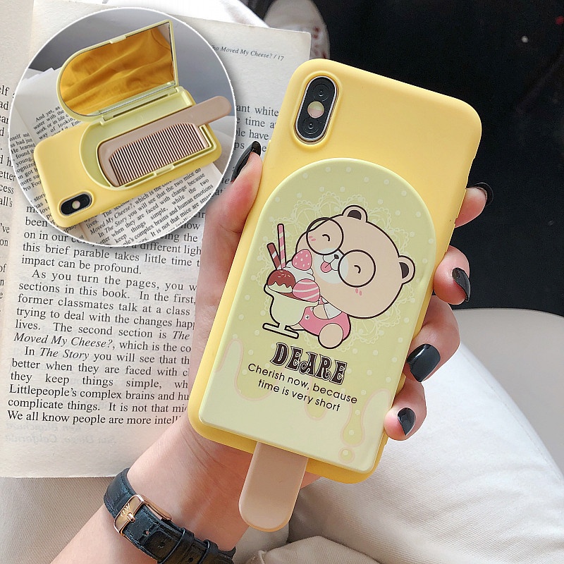 Ốp Điện Thoại TPU Mặt Gương In Hoạt Hình Cho Iphone 14 13 12 11 Pro Max X XR XS Max 6 7 8 Plus