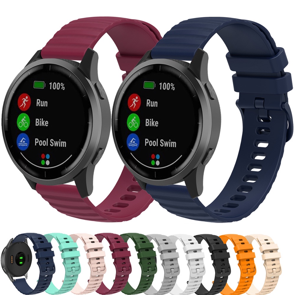 Dây Đeo Silicon 18 / 20 / 22mm Cho Đồng Hồ Garmin Venu 2 Plus 2s sq vivoactive 4 3 4S vivomove 3s